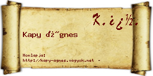 Kapy Ágnes névjegykártya
